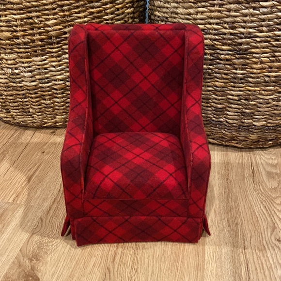 Other - Red Plaid 18” Doll Armchair with Storage